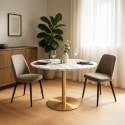 Table Goblet ronde 80cm effet marbre doré style classique Monika Remises