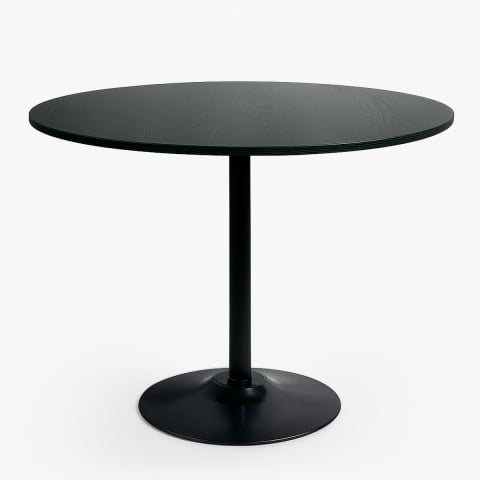 Table salle à manger moderne Goblet noire ronde 120cm Blackwood+ Promotion
