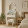 Meuble coiffeuse table de maquillage avec miroir tabouret chambre Katrina Promotion
