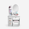 Coiffeuse et table de maquillage pour chambre avec tabouret miroir rond Babette Modèle