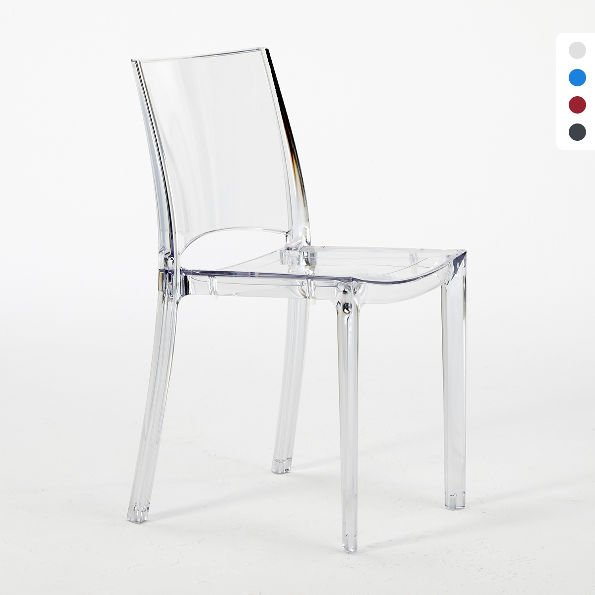 Chaise transparente salle à manger bar empilable B-Side Grand Soleil