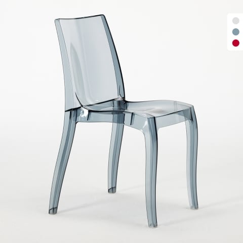 Chaise salle à manger bar transparent empilable Cristal Light polycarbonate Grand Soleil Design Promotion