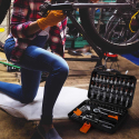 Caisse à outils avec clés à douille tournevis à cliquet et écrous hexagonaux 99 pièces Hx Réductions