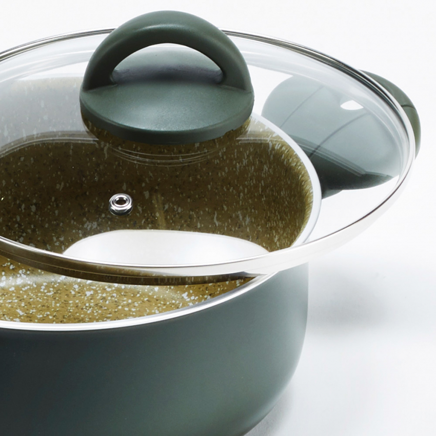 Bio Cook Oil : Set de casseroles anti-adhésives avec couvercles 7 pièces