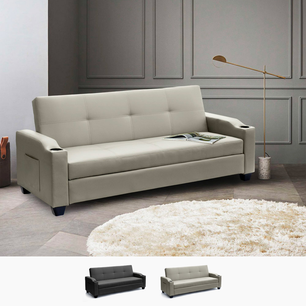 Canapé convertible 2 places clic-clac inclinable en similicuir Ambra