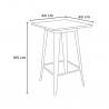 table haute industrielle 60x60 de bar pour tabourets Lix acier et métal nut 