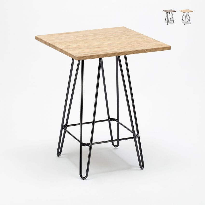 Table haute 60x60 industrielle pour tabouret de bar métal acier bois Bolt Réductions Table haute 60x60 industrielle pour tabouret de bar métal acier bois Bolt Réductions