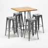 table haute 60×60 + 4 tabourets de bars en métal style brooklyn Achat
