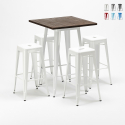 table haute + 4 tabourets métalliques style pour bars et pubs harlem 