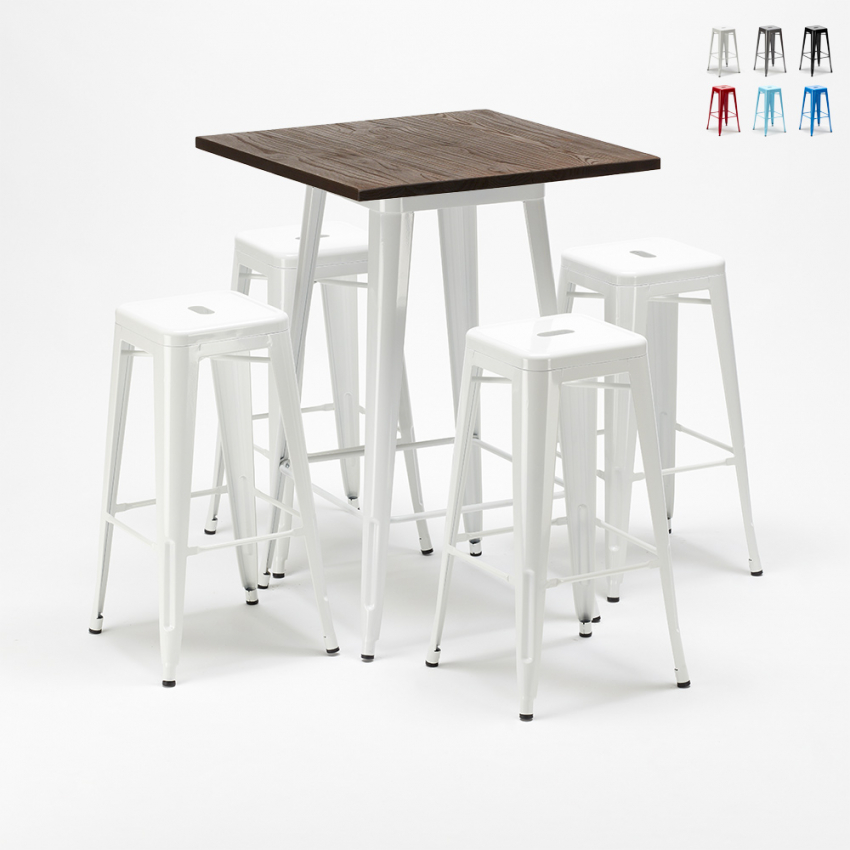 table haute + 4 tabourets métalliques style pour bars et pubs harlem table haute + 4 tabourets métalliques style pour bars et pubs harlem