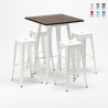 table haute + 4 tabourets métalliques style pour bars et pubs harlem 