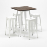 table haute + 4 tabourets métalliques style pour bars et pubs harlem 