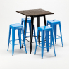 table haute + 4 tabourets en métal style industriel little italy Achat
