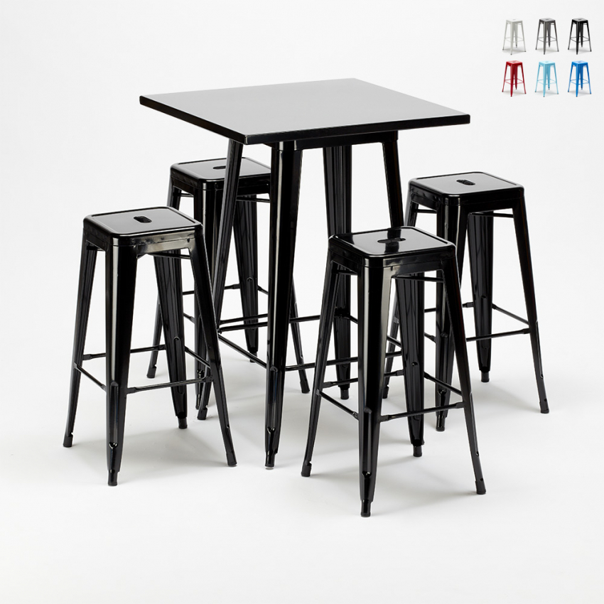 table haute + 4 tabourets en métal style industriel new york Promotion table haute + 4 tabourets en métal style industriel new york Promotion