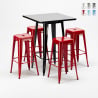 table haute + 4 tabourets en métal style Lix industriel new york 