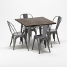 table carrée + 4 chaises en métal design industrial jamaica Offre