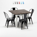 table + 4 chaises carrées en métal bois style industriel midtown 