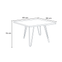 table carrée en bois + 4 chaises en métal au design Lix industriel bay ridge 