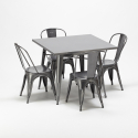 table carrée + 4 chaises en métal au style industriel flushing Offre