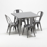 table carrée + 4 chaises en métal au style industriel flushing Offre