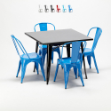 table carrée + 4 chaises en métal Lix style industriel soho Dimensions