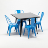 table carrée + 4 chaises en métal style industriel soho Achat
