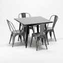 table carrée + 4 chaises en métal style industriel soho 