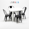 table carrée + 4 chaises en métal style design industriel harlem 