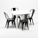 table carrée + 4 chaises en métal style design industriel harlem 