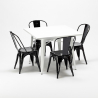 table carrée + 4 chaises en métal style design industriel harlem 