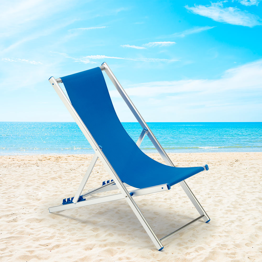 Transat et chaise de plage pliante de piscine jardin aluminium Riccione