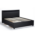 Lit double  à LED avec coffre et sommier à lattes 160x190 Geneva King Remises