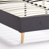 Lit double en tissu et en bois avec sommier à lattes 160x190 Friborg King Réductions