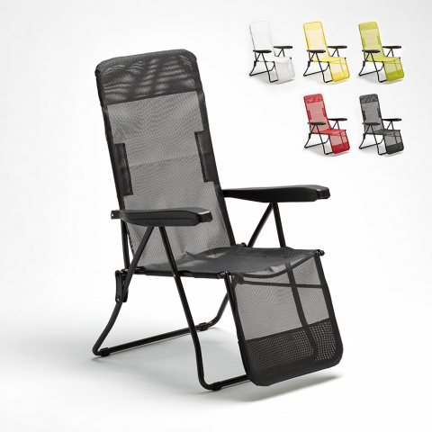 Chaise longue de plage et de jardin avec accoudoirs en acier Relax Promotion