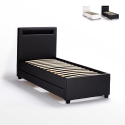 Lit 1 place à LED avec tiroirs de rangement 80x190 Geneva Twin Vente