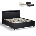 Lit double  à LED avec coffre et sommier à lattes 160x190 Geneva King Vente