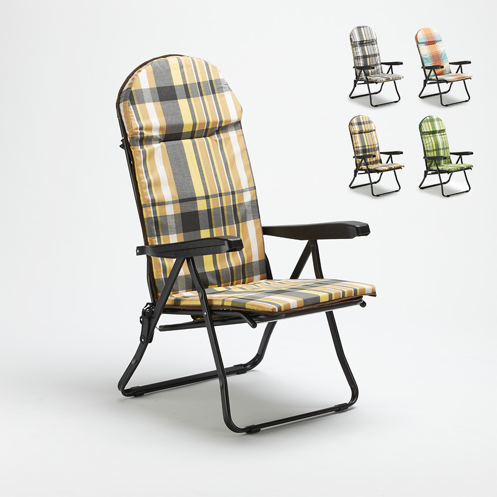 Chaise longue de jardin pliante rembourrée en acier Trench