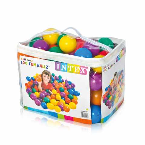 Boules Colorés en plastique jeu Intex 49600 fun Ball 8 cm set de 100 pièces