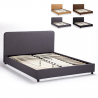 Lit double 160x190 en tissu avec sommier à lattes Zurich King Offre