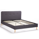 Lit double en tissu et en bois avec sommier à lattes 160x190 Friborg King Offre