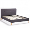 Lit double en tissu et en bois avec sommier à lattes 160x190 Friborg King Offre