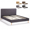 Lit double en tissu et en bois avec sommier à lattes 160x190 Friborg King Vente