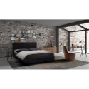 Lit double  160x190 en tissu avec sommier à lattes Lausanne King 