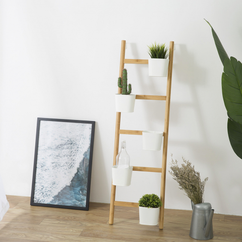 Stairway Étagère à fleurs en bois échelle 4 étapes design moderne et minimaliste