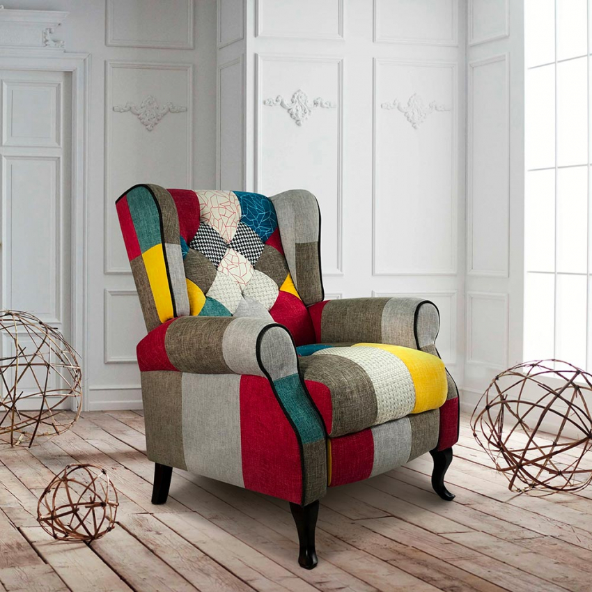 Fauteuil Relax Inclinable Bergère Patchwork Au Design Moderne Throne