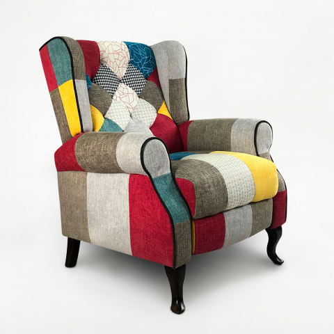 Fauteuil relax inclinable bergère patchwork au design moderne Throne
