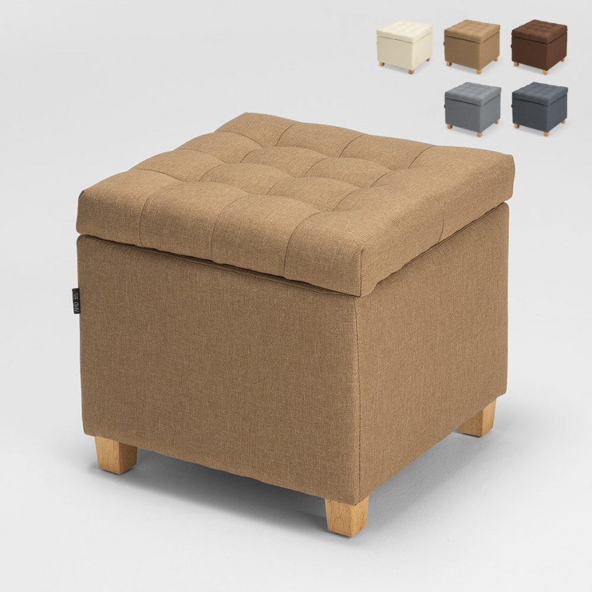 Pouf de rangement avec coussins recouvert de tissu matelassé Coffree Réductions