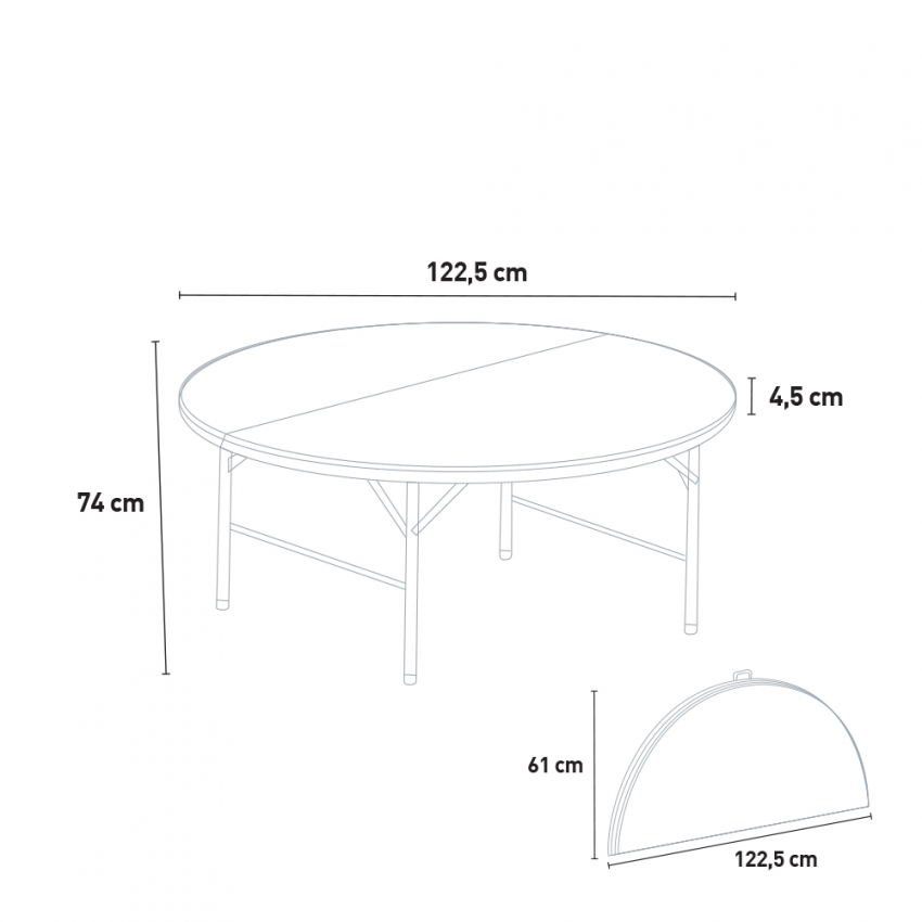 Table pliante rectangulaire 122cm (blanc) NESTING / 4 personnes
