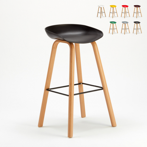 Tabouret de bar café cuisine et salon chaise effet bois Towerwood Promotion