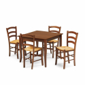 Ensemble de 4 chaises et d'une table carrée intérieur cuisine et bar en bois Rusty Achat
